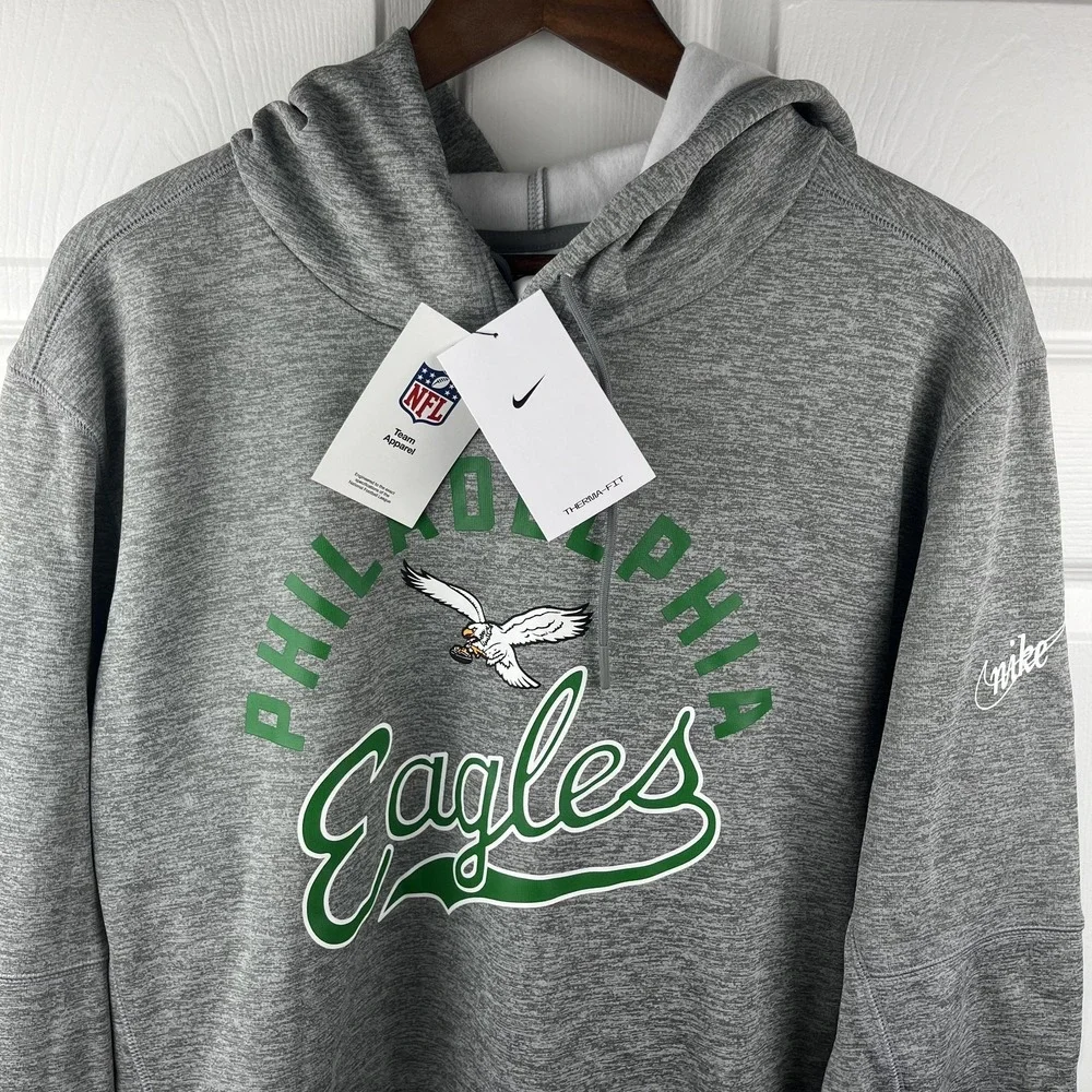 Philadelphia Eagles Nike Hoodie Mens Large Gray NFL‎ Retro Logo Sweatshirt NEW